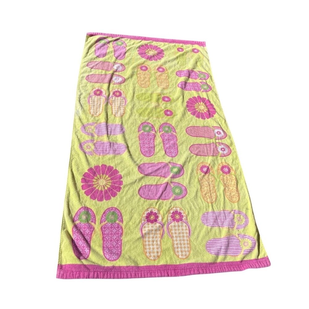 Beach Towel Flip Flops Essential Home Green Pink Kmart Cotton